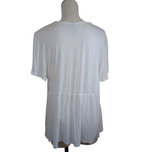 Knox Rose Blouse White Embroidered V Neck Short Sleeve Boho Popover Womens XXL - Picture 13 of 14